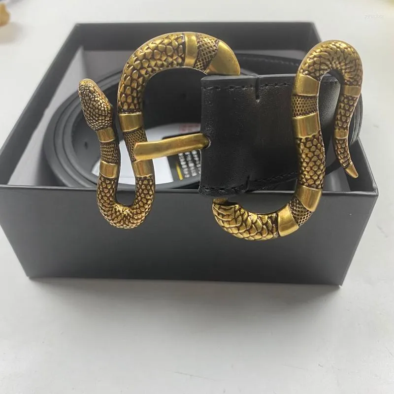 Designer Unisex Leather Belt with Gold Snake Buckle Narrow  display picture 2