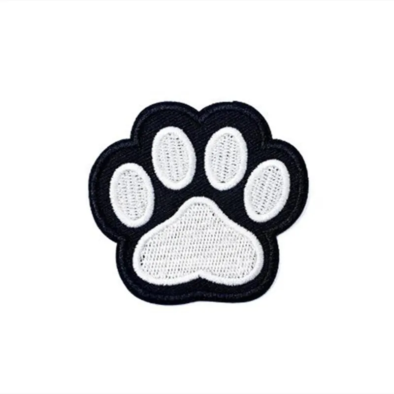 Bear Footprints Size:6.0x5.5cm Patches Embroidery Applique Ironing Sewing Supplies Decorative Badges For Clothing White Black