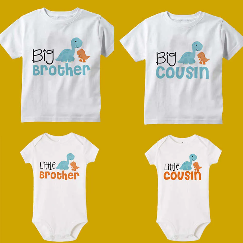 Dopasowanie rodzinnych strojów Big Brother/Cousin Little Brother/Sousin Shirt Dinosaur T-shirt Bodysuit Bodysuit Home Home Home Bodysuit and T-Shirt G220519