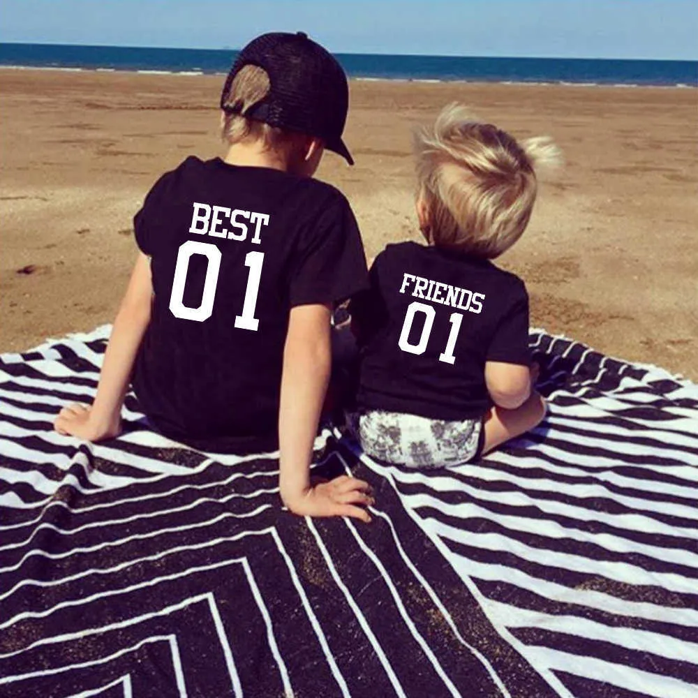 Passende Familien-Outfits, Bester Freund, lässiges Kinder-T-Shirt, Familien-passendes Set, T-Shirt, kurzärmeliges, hinten bedrucktes Kinder-Bff-T-Shirt, Bruder-Top-T-Shirt G220519