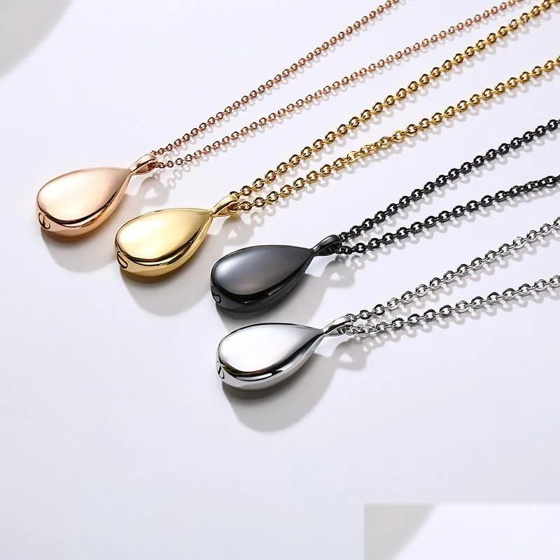 Pendant Necklaces Zorcvens Fashion Urn Water Tear Drop Necklace Stainless Steel Droplet Collar For Women Men Ash Jewelry Delivery Pen Dhmbv