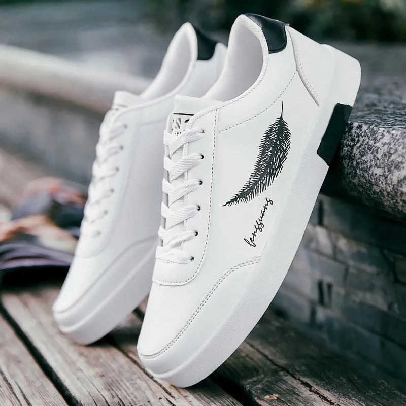 Casual Men Dress Summer Feather Pattern White Comfort Chunky Sneakers Men's Shoes Trainers Trend Flats Board Shoe 230519 7f7f 's