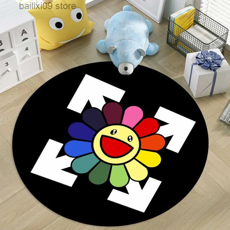 Tapis Rond Avec Visage Souriant : Paillasson Moelleux Pour Chambre À Coucher, Salon – Design Tournesol Antidérapant Du 7,29 € | DHgate