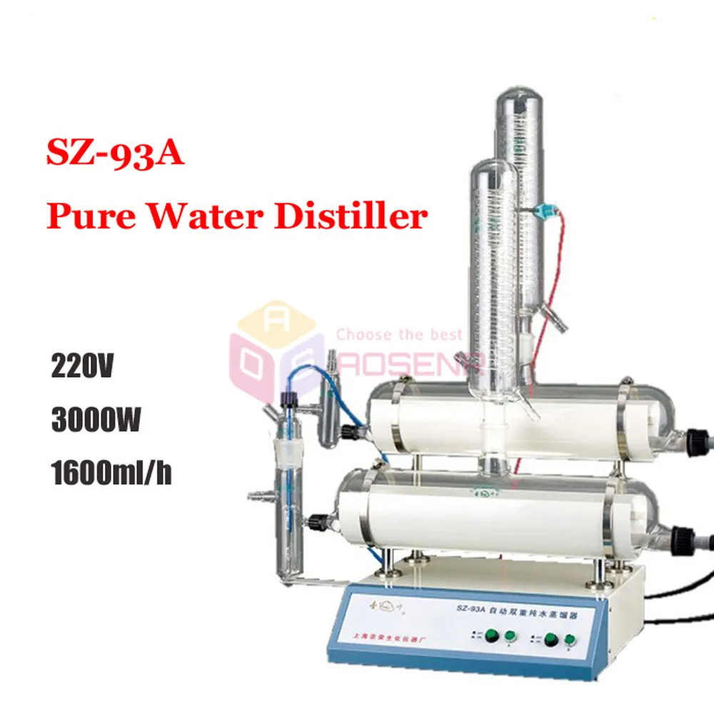 Waterfilters Kwarts Automatische Zuiver Waterdestilleerder Dubbele destillatie Lab Gebruik SZ-93A 220V