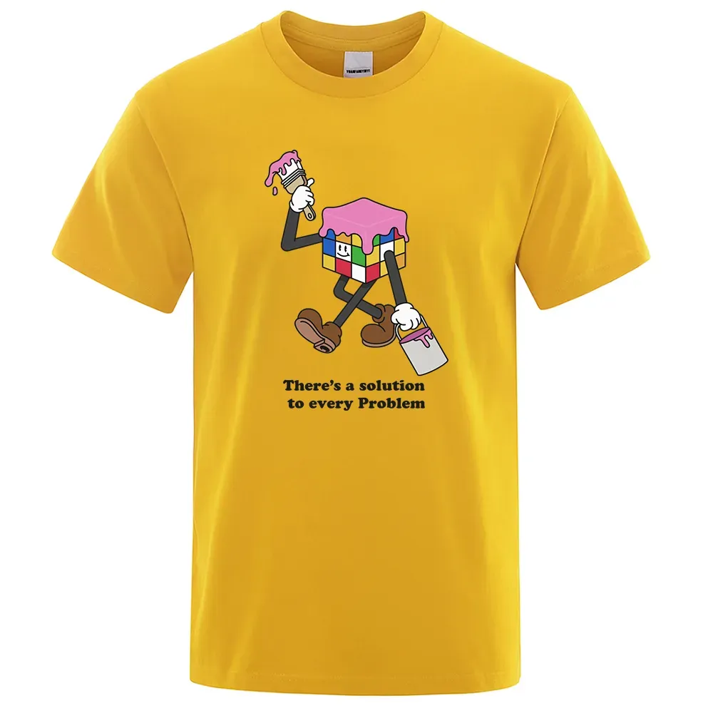Det finns en lösning på alla problem T-shirts Herr Lyx Bomull Casual Lös överdimensionerad Hip Hop Tee Kläder Kort