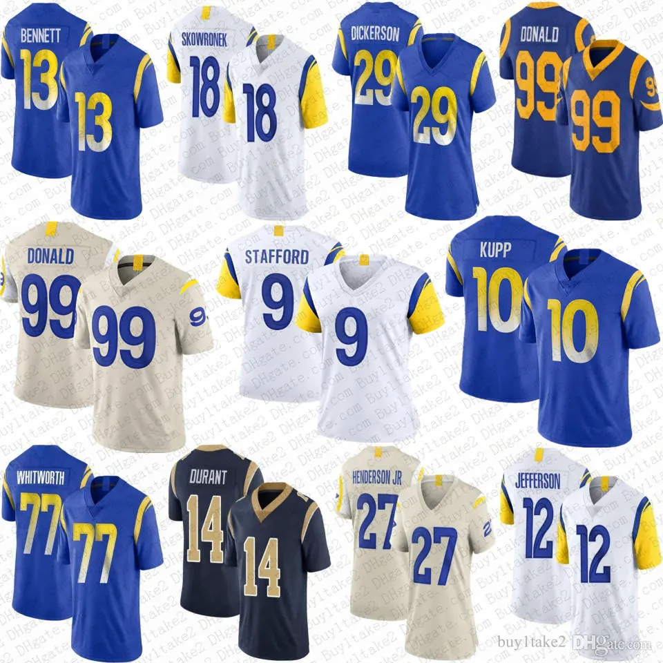 17 Pka Nacua Cooper Kupp Football Jersey Matthew Stafford Aaron Donald Tyler Higbee Kyren Williams Tre'davious White Jimmy Garoppolo Kobie Turner Stetson Bennett