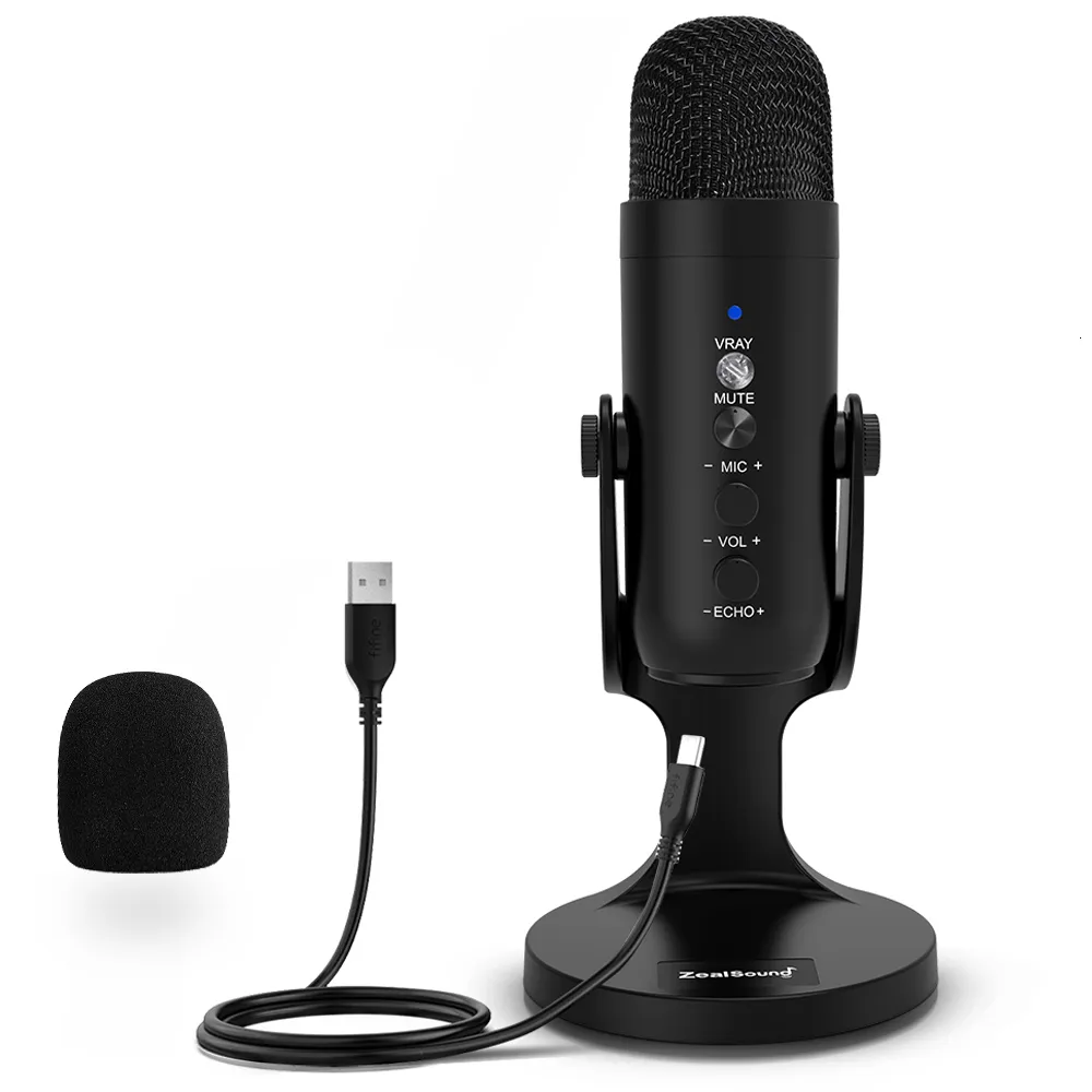 Microphones K66 USB Condenser Gaming Microphone Professional Podcasting Mic For PC Streaming Vocal Recording Compatible With Laptop Desktop 230518