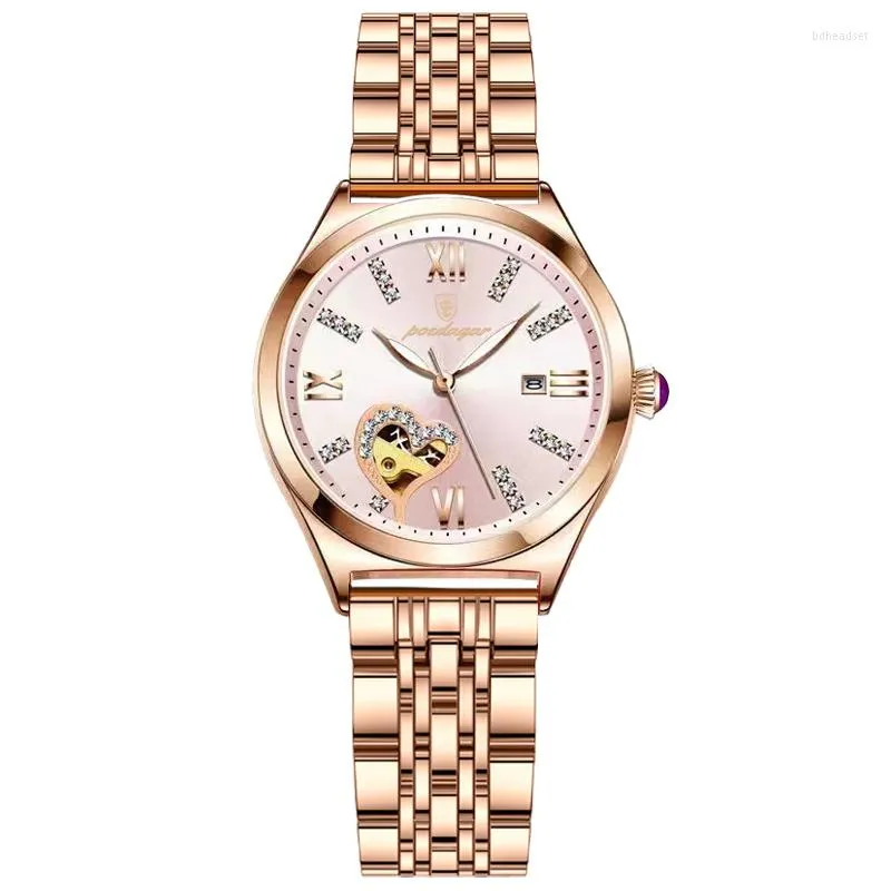PEDAGAR Rose Gold Stainless Steel Dressberry Watches For Women