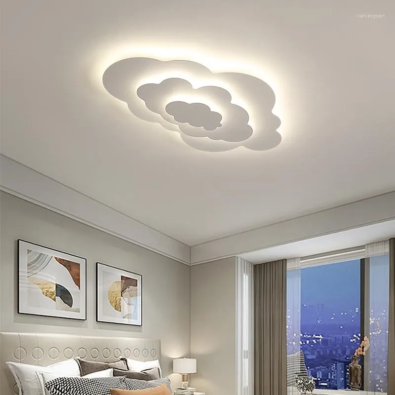 Plafonniers Moderne Lampe À LED Pour Chambre D'enfant Chambre Étude Dimmable Plafonnier Bébé Enfants Lumière Nuage Lustre Blanc