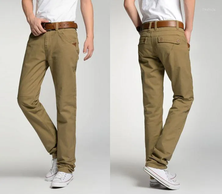 Herrenhose, lässig, modisch, Baumwolle, Tasche, große Größe, gerades Bein, lange Hose, Hose, Khaki, Schwarz, Armeegrün, 34 38