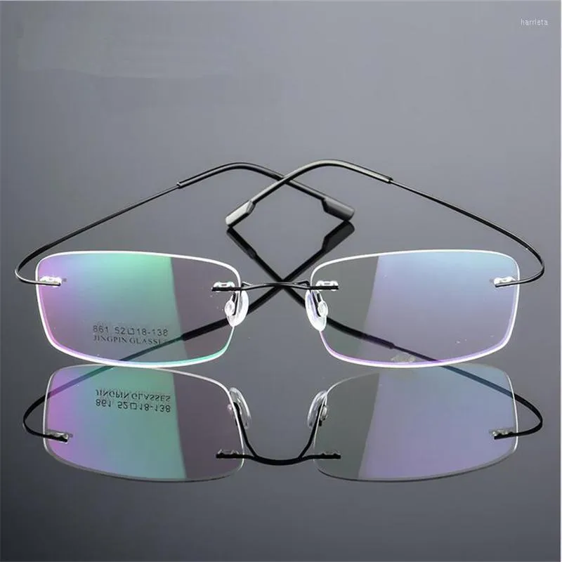 Solglasögon ramar titanlegering flexibla ramlösa män kvinnor metall rimless myopia ram vikbara glasögon benoptiska glasögon
