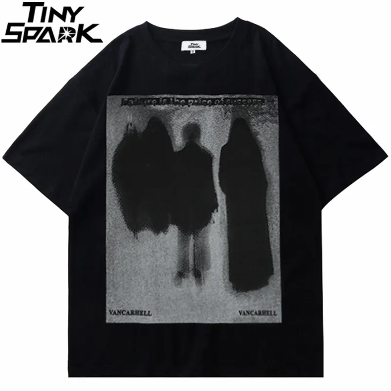 Men's T-Shirts Men Hip Hop T Shirt Streetwear Dark Style Shadow Printed T-Shirt Summer Short Sleeve Tshirt Harajuku Cotton Tops Tees Black 230519