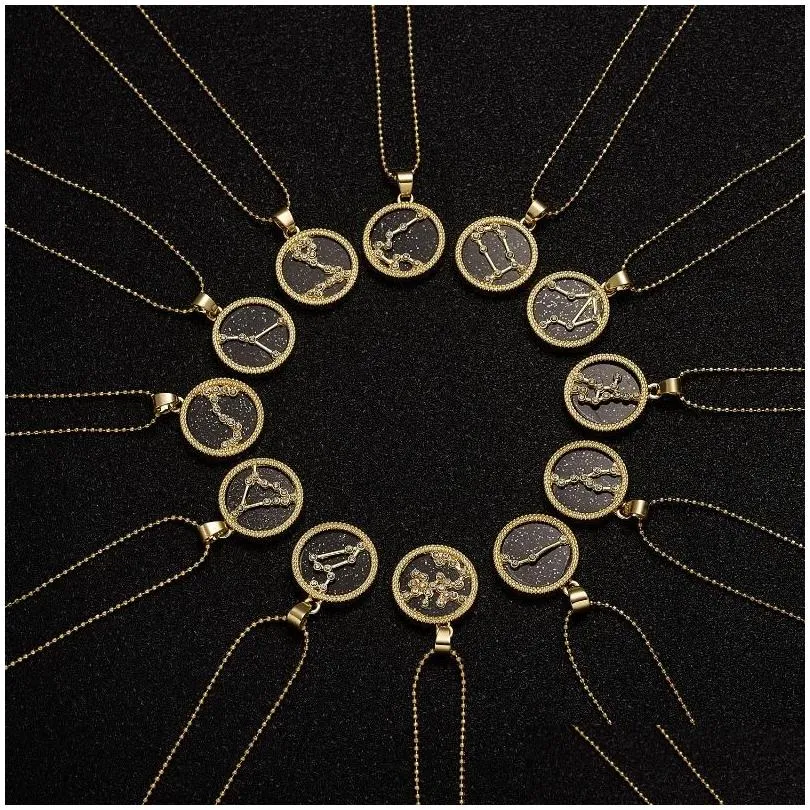 Подвесные ожерелья созвездие монета зодиака Знак Ожерелье женщины
