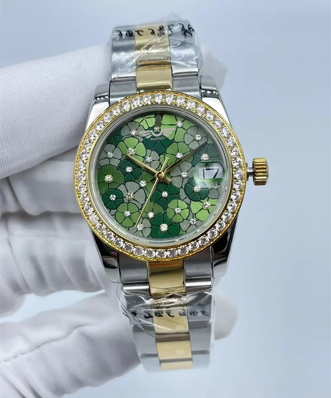 Neue Stil Damenuhr 31mm 278383 Saphir 24 Diamanten Dail Damenuhren Automatisches mechanisches Uhrwerk 18k zweifarbige Golddamenarmbanduhr Originalverpackung