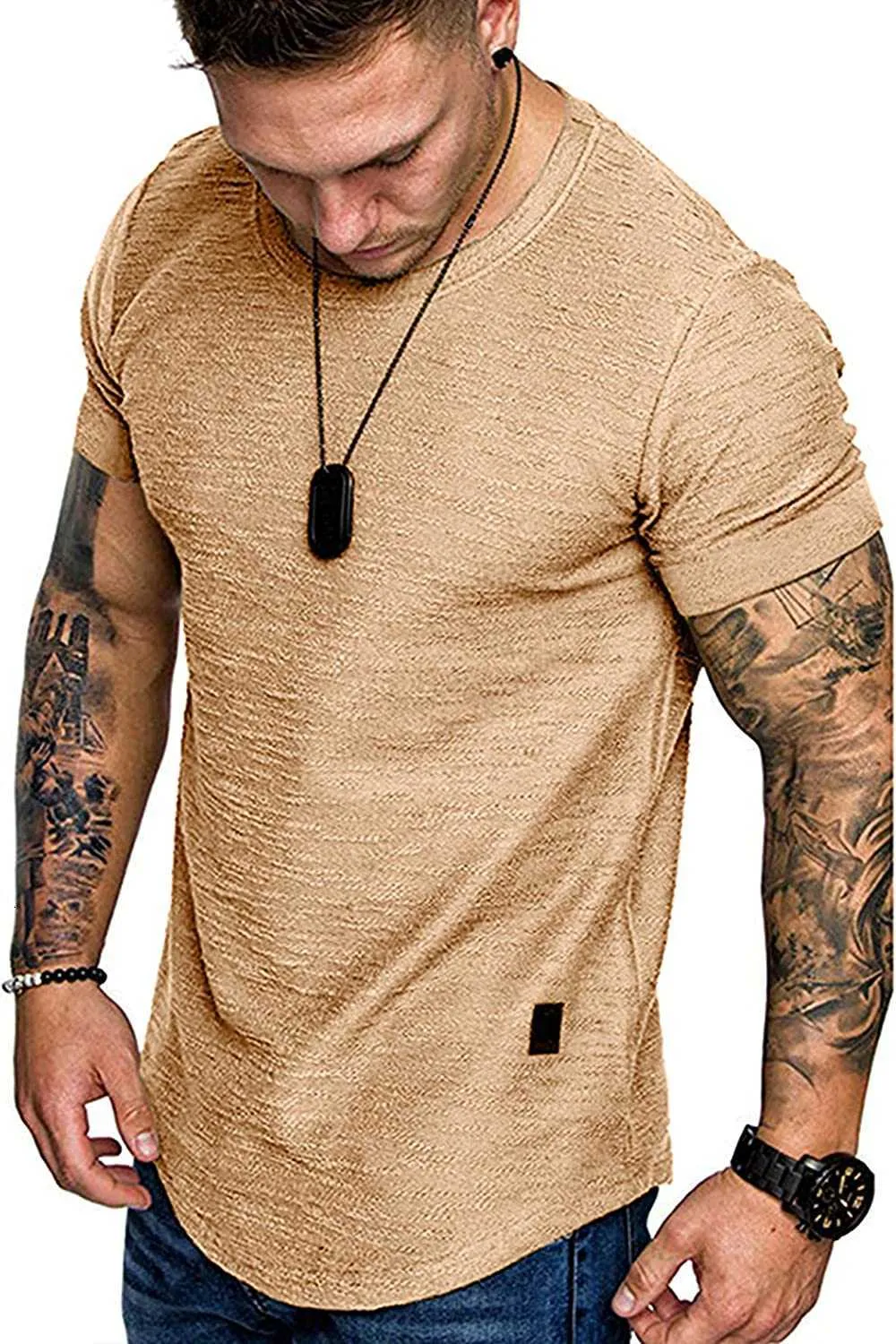 T-shirt Summer Fashion Cotton Shirt Muscle Mens Gym Workout Athletic Tee Top