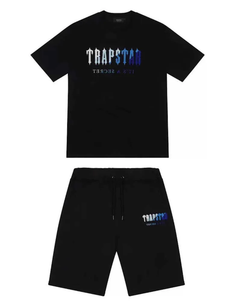Męskie Trapstar T Shirt z krótkim rękawem Wydruku strój Chenille Black Cotton London Streetwear Designa 55ess