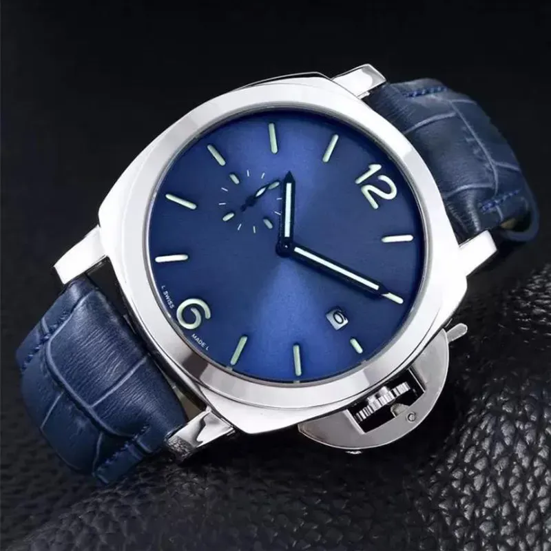 Mensur Watches Leather Belt Wristwatch 50mm Sub Quartz Watch Funktioner kan arbeta Fashion Sport Japan Chronograph Wholesale Men's Gifts Wristwatch