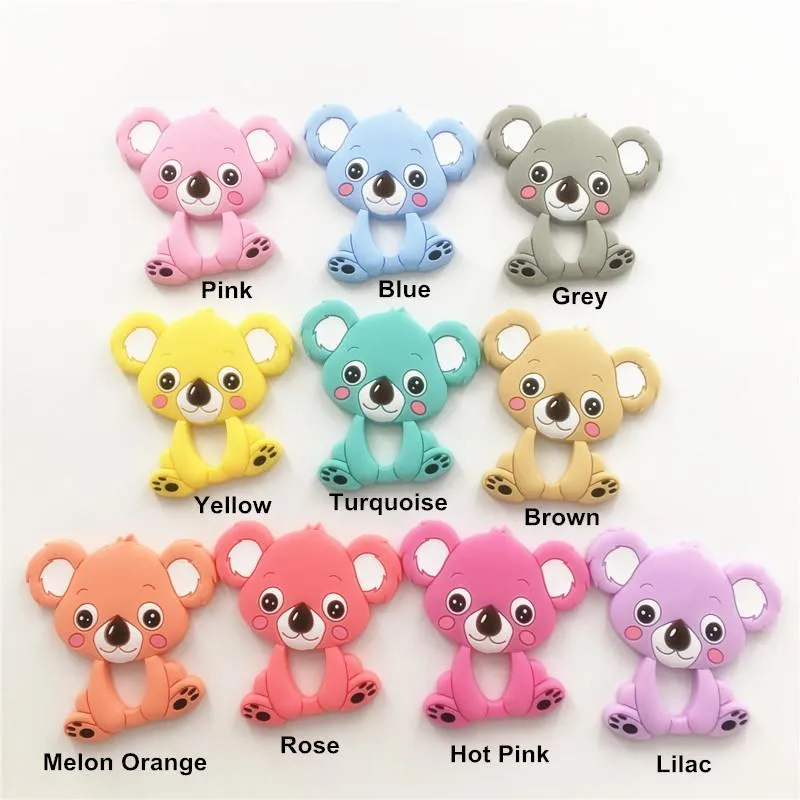 Kristall Chenkai 5PCS BPA FREI Silikon Koala Beißring DIY Baby Schnuller Schnuller Anhänger Pflege Schmuck Handwerk Tier Spielzeug Zubehör