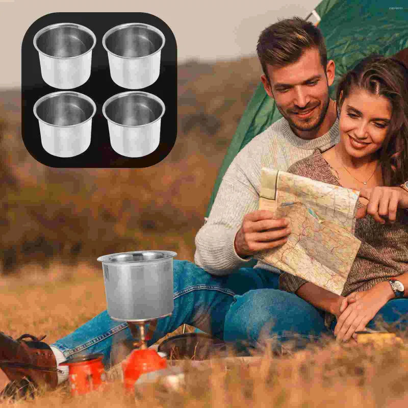 Bowls 4Pcs Storage Stainless Steel Airtight Metal Canister With Lid Sugar Container For Kitchen Camping Jar