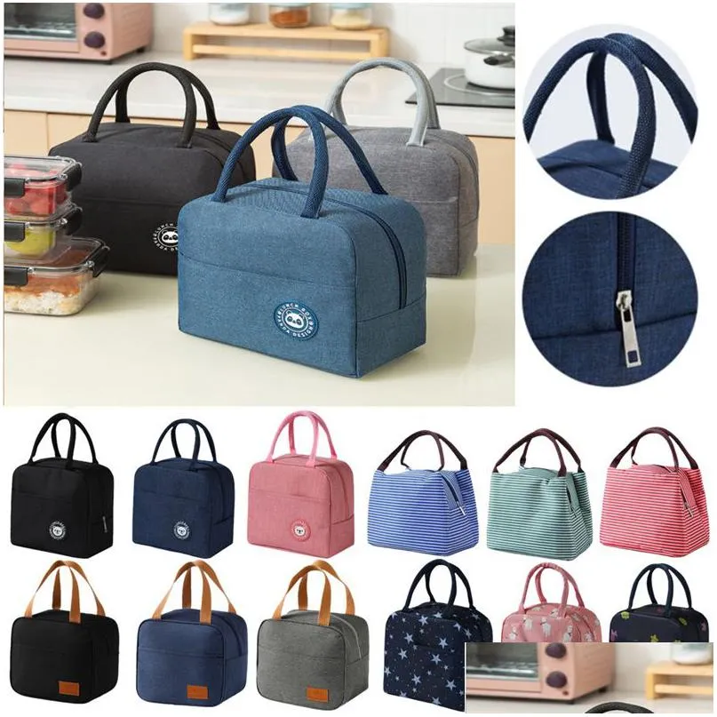 Lunch Boxes Bags Portable Cooler Bag Ice Pack Insated Thermal Food Picnic Bags Pouch Mtipattern Drop Delivery Home Garden Kitchen Di Dhfrl