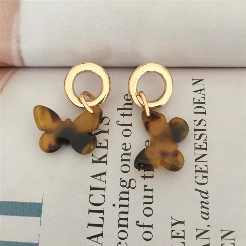 Boucles d'oreilles à étalon décontracté couleurs en or marbre noir multi-marron