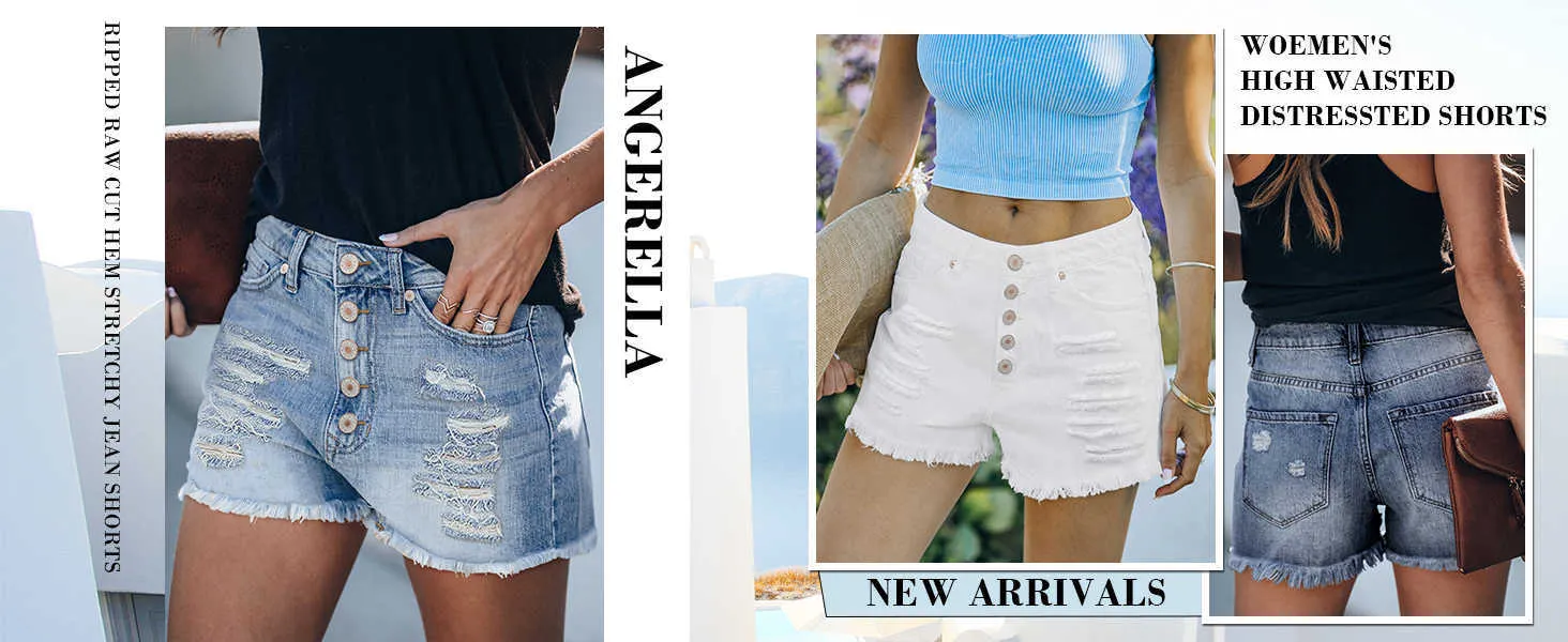 White jean shorts for women and juniors /Black ripped jean shorts for women