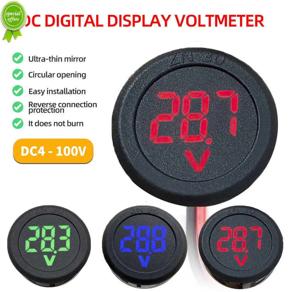 Ny DC 4-100V LED Digital Display Circular Two-Wire Voltmeter DC Digital Voltmeter Head Display Reverse Connection Protection