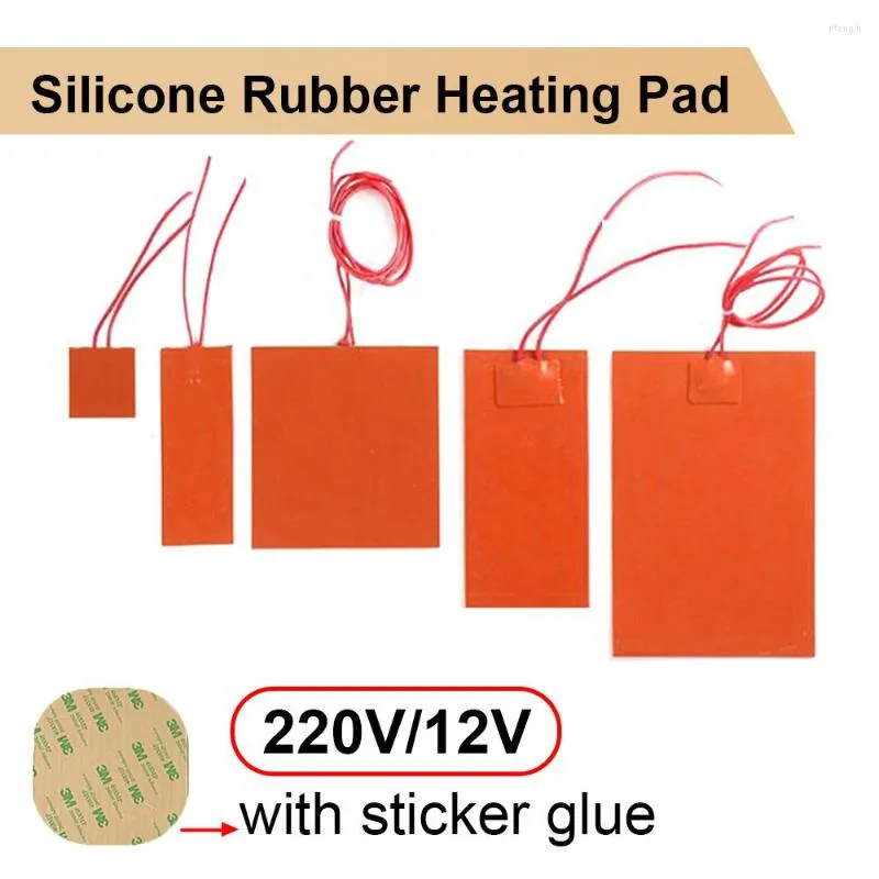 Tapijten 12V/220V Siliconenrubberverwarmingskussen vierkante elektrische warmte Mat Plaat Flexibele waterdichte 3D -printerlijmsticker Lijm.