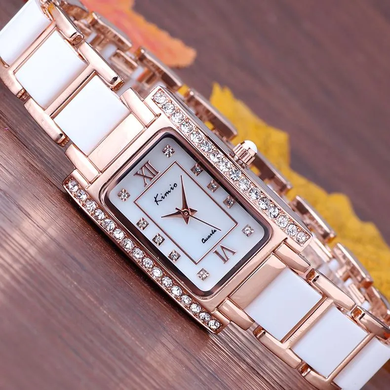 Нарученные часы Женские модные рекреационные прямоугольные кварцевые часы водонепроницаемы
