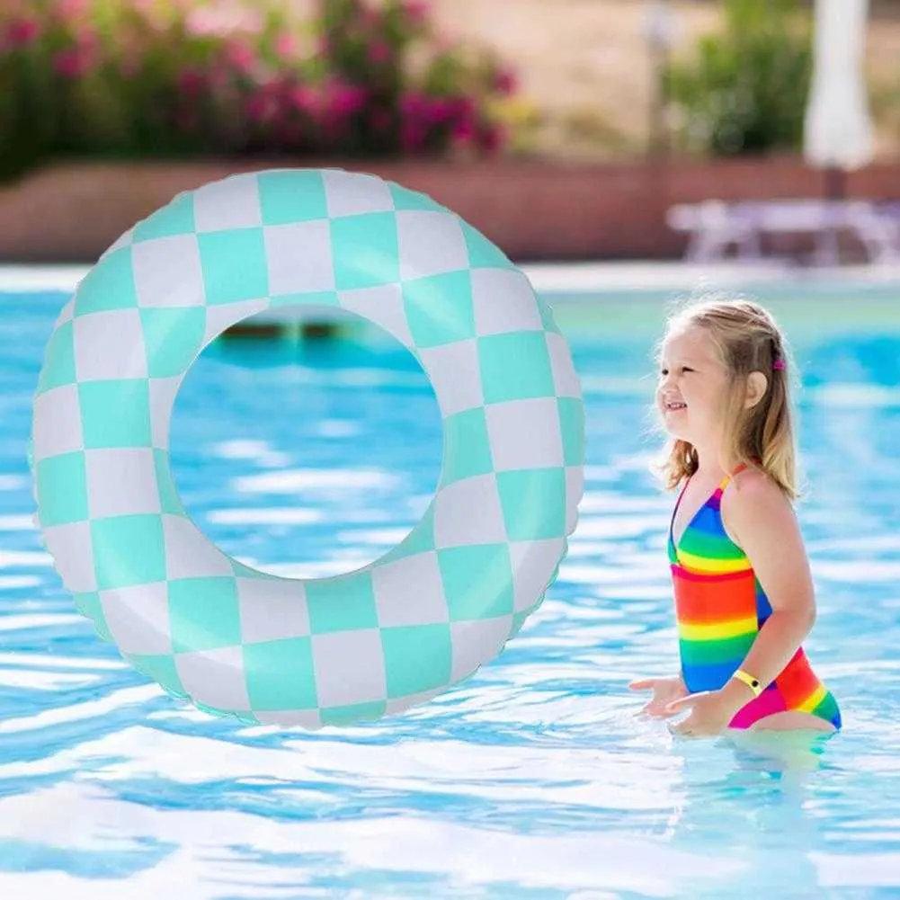 5pscinflatable floats buizen anti slip dubbelzijds printen schaakrooster baby zwemring buitenring buitenbenodigdheden baby zwemring kinderen zwemring p230519