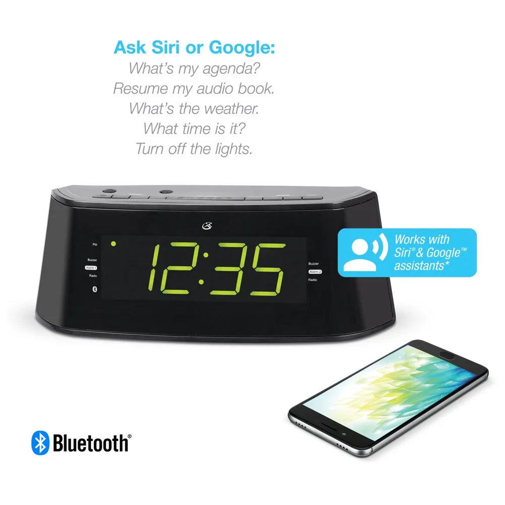GPX Bluetooth Activado Por Voz Reloj Despertador Doble Digital
