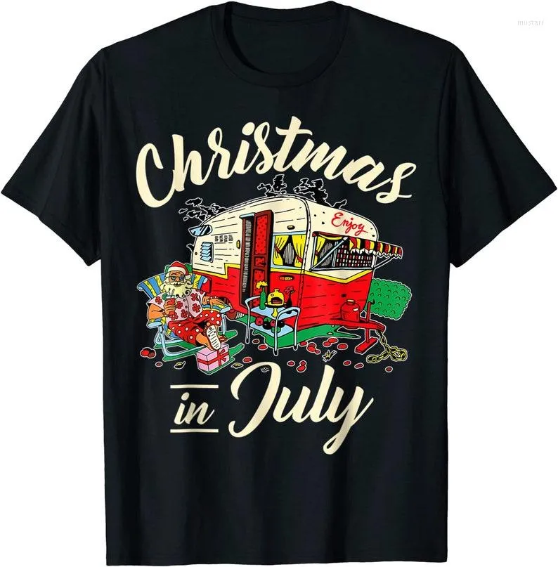 メンズTシャツは7月のクリスマスを楽しむヒッピーRVキャンプ愛好家Tシャツ