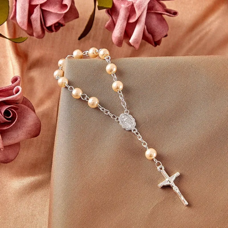 Sterling Silver Pearl Rosary Beads Miraculous Mary | MONDO CATTOLICO