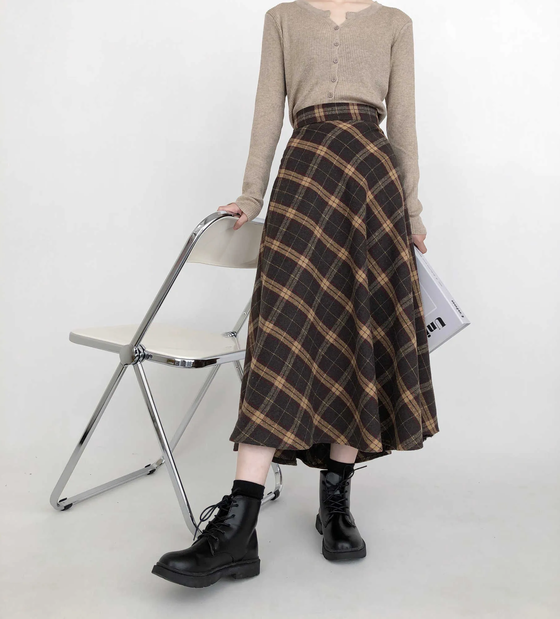 Brown plaid skirt 48 discount
