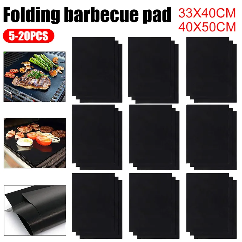 BBQ Tools Tillbehör Non-stick BBQ Tillbehör GRILL MAT SBEECUE utomhusbakning Pad återanvändbar BBQ Matlagningsgrillblad för festgrillmatta 50x40cm 230518