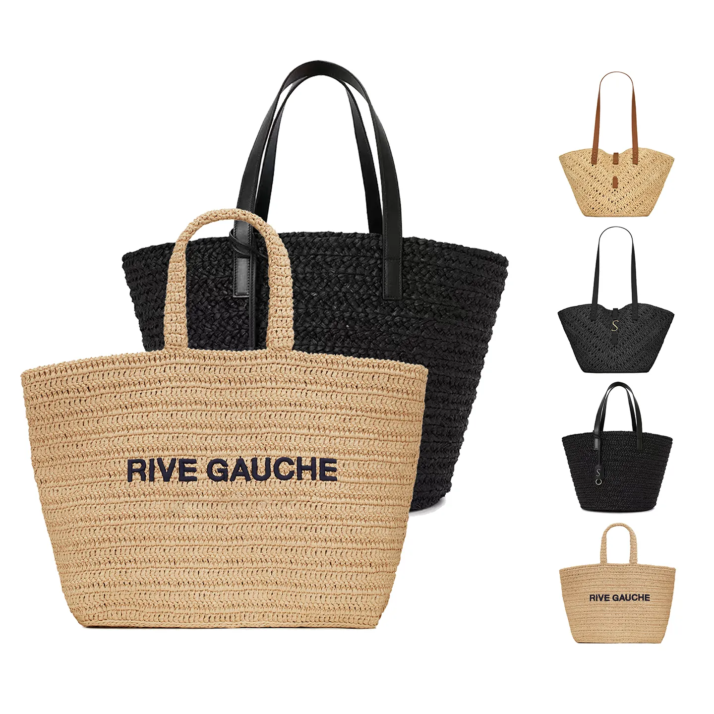 Luxury Designer Canvas Tote Bag With Rive Gauche Weave For Women And