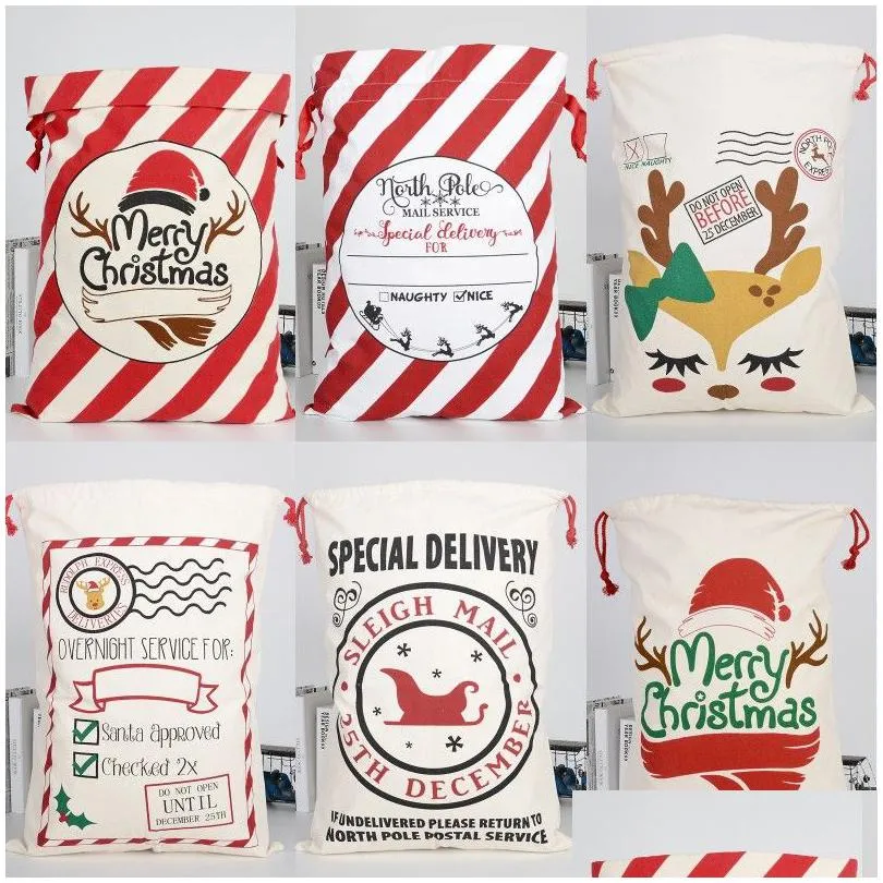 Christmas Decorations Dstring Gift Bags New Heavy Santa Canvas Claus Sack For Kids Xmas Drop Delivery Home Garden Festive Party Suppl Dhhui