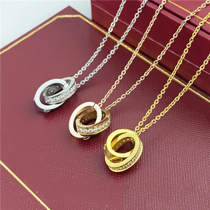 Classic Designer Oval Round Pendant Chain Nacklace Silver Rose Gold Necklace Jewelrys Bracelets Set Plated letter simple Luxury Pendants Titanium chain jewelry