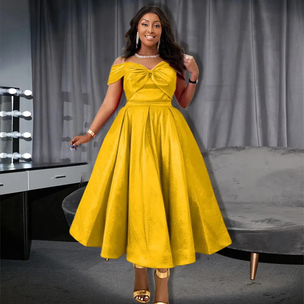 Plus size yellow off the shoulder dress new arrivals