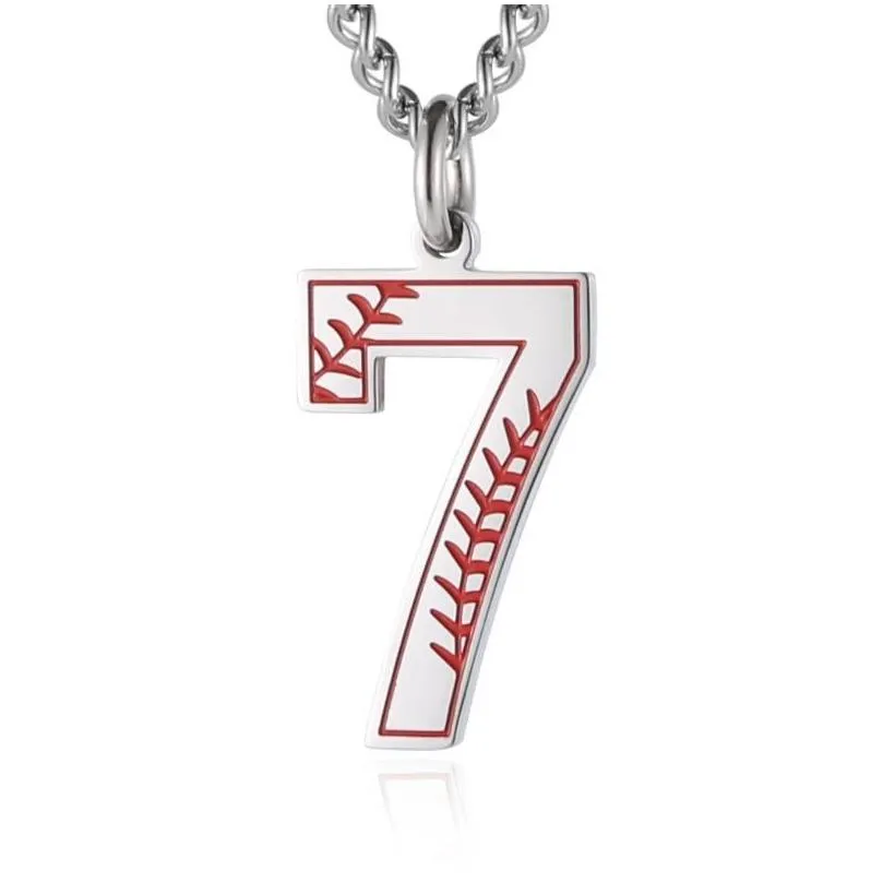 Anhänger Halsketten Edelstahl Schwarz Sier Baseball Nummer 09 Halskette für Männer Inspiration Mode Charme Schmuck Geschenk Drop Liefern Dhidj