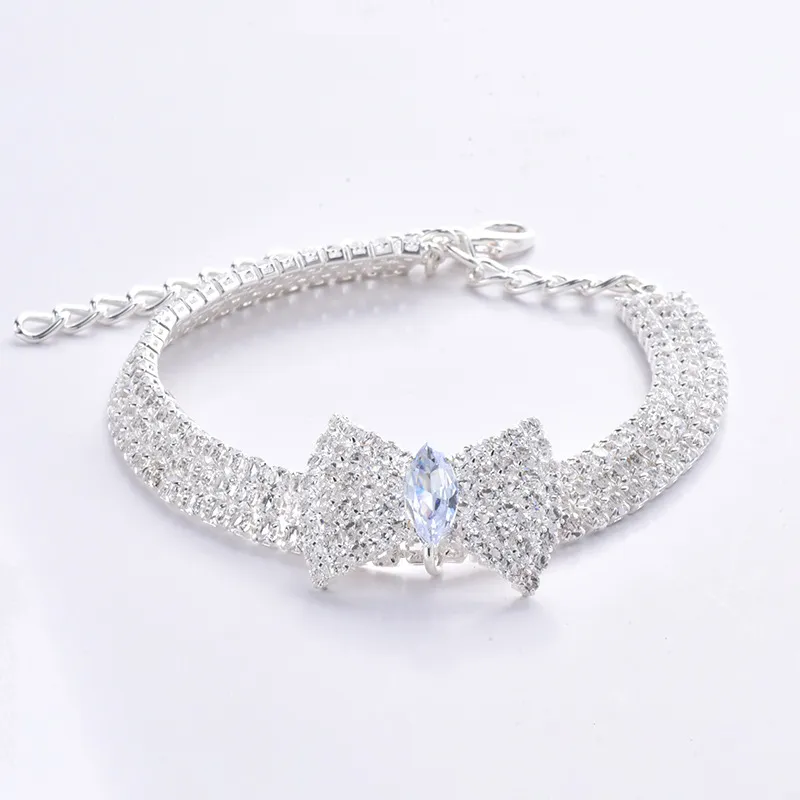 Pet Dog Collar with Diamonds Adjustable Crystal Diamond Bow tie Collars Cat and Dog Small Pet Necklace Jewelry for Wedding Party