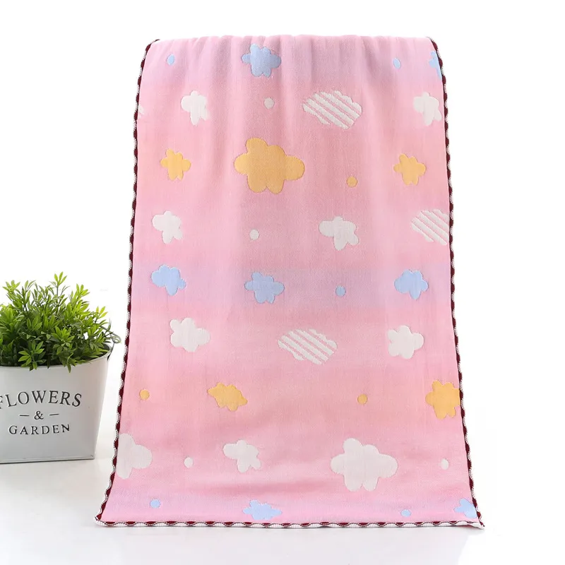 Fashion cotton six layer gauze towel 35*75 adult face wash household jacquard lace cartoon towel