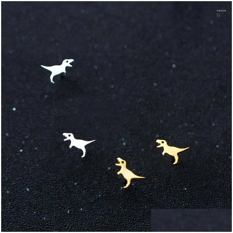 Stud Earrings Mloveacc 925 Real Sterling Sier Cute Tiny Dinosaur Gift For Women Girl Fine Jewelry Drop Delivery Dhgarden Dhgbw