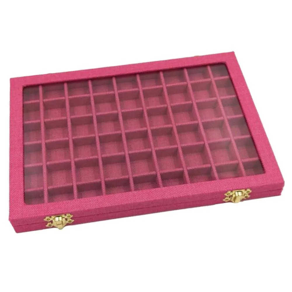 Line Box 54 Grids Clear Glass Lid Rings Holder Showcase Storage Organizer Jewelry Packaging for earrings necklaces bracelets