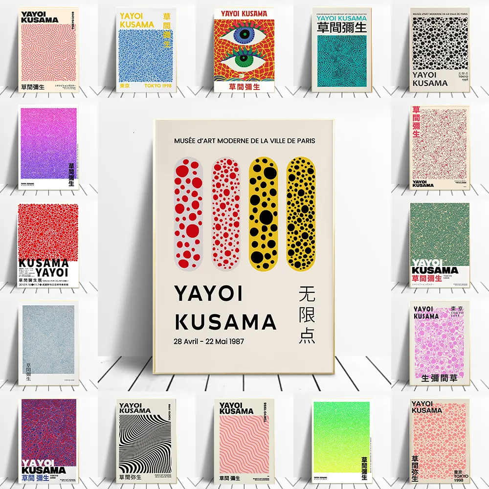 Dekorativa föremål Figurer Yayoi Kusama Art Exhibition Affischer and Prints Gallery Wall Picture Museum Canvas Modern Living Room Decoration Frameless 230520