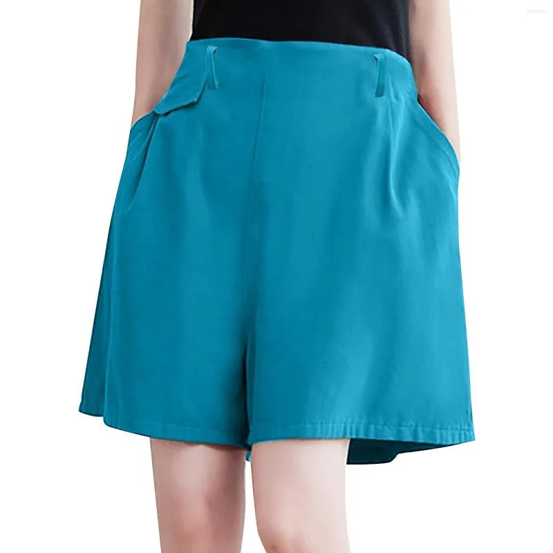 Shorts actifs été couleur unie décontracté pantalons à jambes larges grande taille mode femmes longues pour la cire