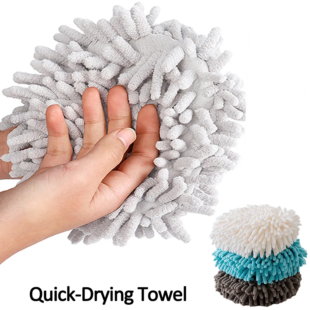 Mikrofiber handduk snabbtorkande handboll för torra händer absorberande tyg badrum tvättbar mjuk plysch hängande handduk med slinga
