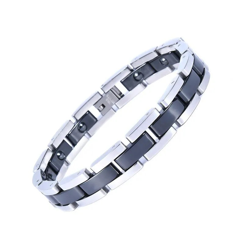 Bracelet en gros chaîne de mariage bijoux en acier inoxydable blanc rose noir céramique germanium aimant lien bracelet pour femmes et hommes