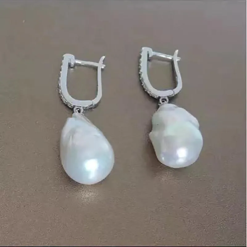 Knot 925 sterling silver hot sale100% Natural Freshwater Baroque Pearl Drop Earrings INS Fine Jewelry Gift for Women 1525mm EX