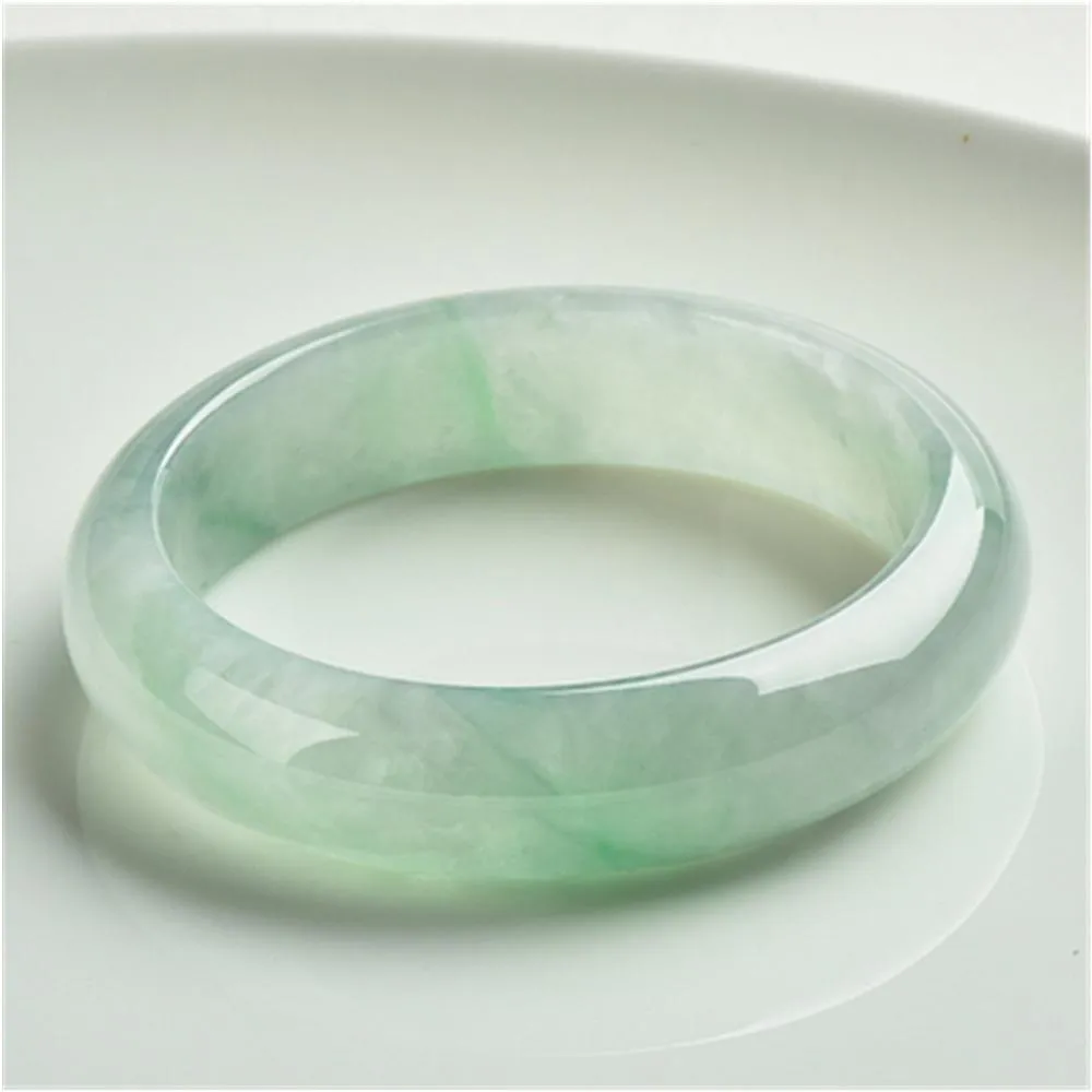 Bangle Natural Myanmar Jadeite Ice Green Bracelet Elegant Princess Jewelry Emerald Handcarved Bangles